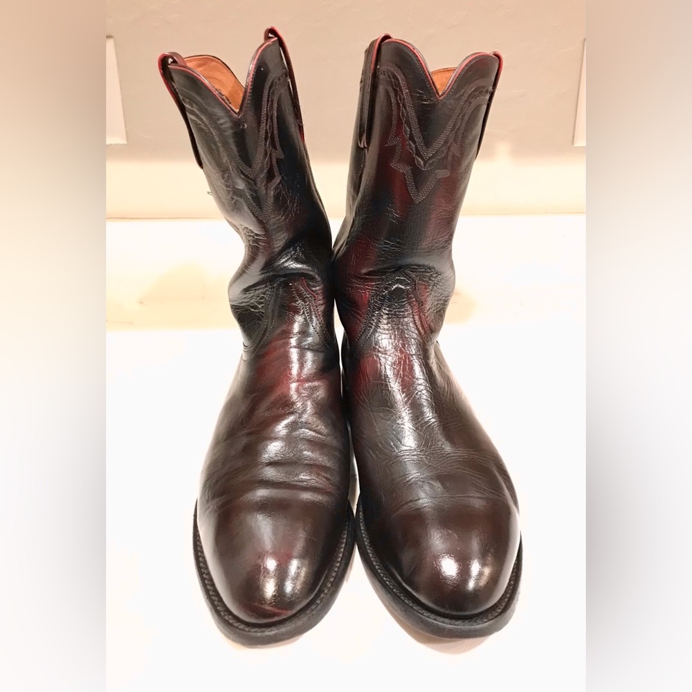 Lucchese 2000 Leather Boots Mid Calf Mens Size 11D Style T001202 Black Cherry